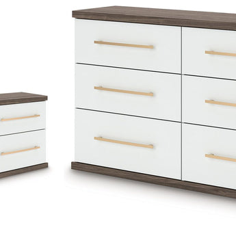 Kendanport - 3 Pc. - Dresser And 2 Nightstands - Brown / White