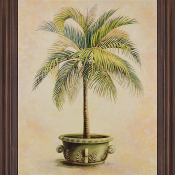 Verdant Palm Bliss - 28" x 34" Framed Wall Art - Beige
