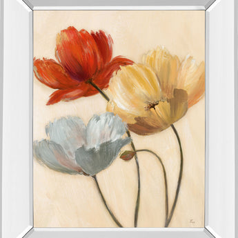 Poppy Palette Il By Nan - Mirror Framed Print Wall Art - Beige