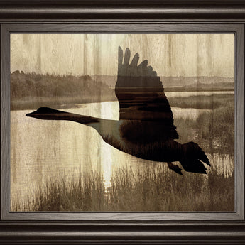 Journey By Tania Bello - Framed Goose Photo Print Wall Art - Light Brown
