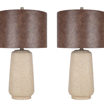"Rustic Harmony" Ceramic Table Lamp (Set of 2) - Rock