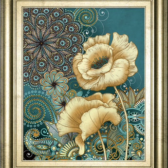 Inspired Blooms 2 By Conrad Knutsen - Framed Print Wall Art - Blue
