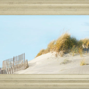Beachscape L By James Mcloughlin - Framed Print Wall Art - Light Blue