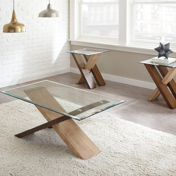 Tasha - 3 Piece Table Set (Cocktail & 2 End Tables Set) - Brown