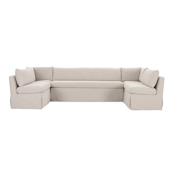 Fable - Banqueta de comedor en forma de U con funda de 5 piezas - Beige