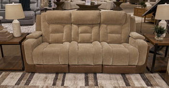 Mixed Motion - Power Reclining Sofa With Adjustable Headrest - Brownstone