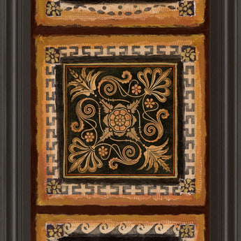 Folk Art Panel Il By Tava Studios - Framed Print Wall Art - Dark Brown
