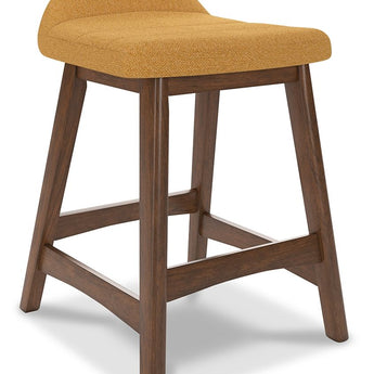 Lyncott - Upholstered Barstool (Set of 2) - Mustard / Brown