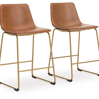 Ciabori - Upholstered Barstool (Set of 2) - Brown / Gold