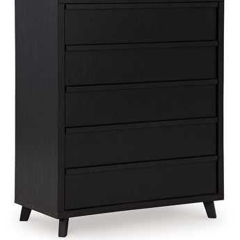 Danziar - Negro - Cómoda ancha de cinco cajones