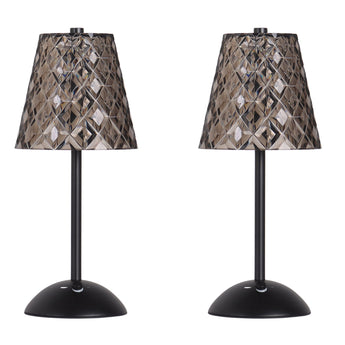 "Crystal Radiance II" Rechargeable LED Metal Accent Lamp (Set of 2) - Matte Black / Smoke