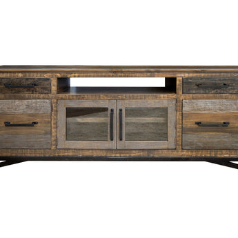Loft - 76" TV Stand / Console With 2 Drawers / 4 Doors - Two Tone Gray / Brown