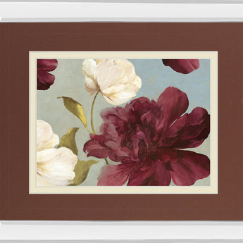 Deep Peonies Il By Asia Jensen - Mirror Framed Print Wall Art - Dark Red