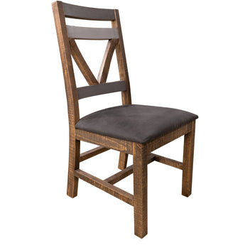Loft - Silla de madera con asiento tapizado (juego de 2) - Bicolor gris/marrón
