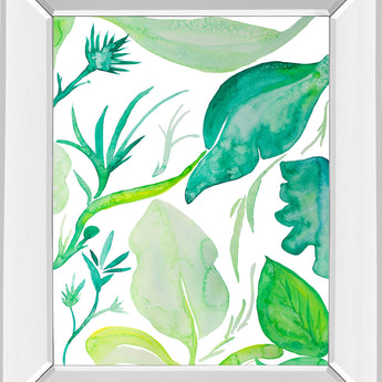 Green Water Leaves Il By Kat Papa - Mirror Framed Print Wall Art - Green
