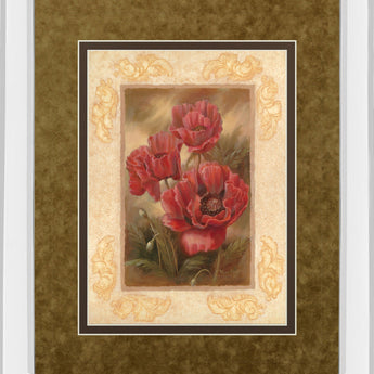 Daphne's Poppies By Vivian Flasch - Mirror Framed Print Wall Art - Light Brown