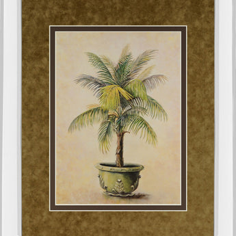 Potted Palm I - Mirror Framed Print Wall Art - Light Brown