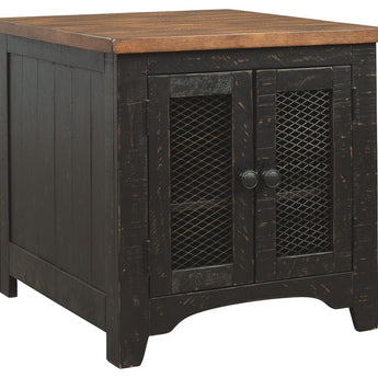 Valebeck - Rectangular End Table - Black / Brown