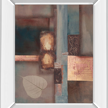 Fall I With Leaf By Laurie Fields - Mirror Framed Print Wall Art - Light Brown
