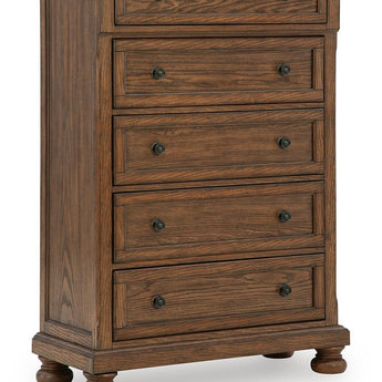 Zackaryn - Five Drawer Chest - Warm Brown