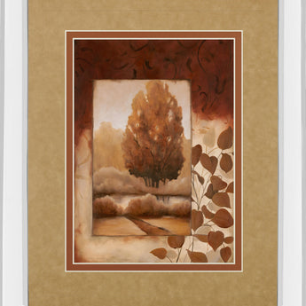 Fall Vignette Il By Carol Robinson - Mirror Framed Print Wall Art - Light Brown