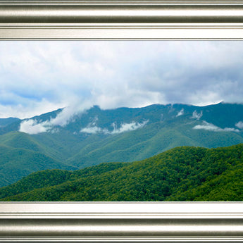 Misty Mountains Il By Kames Mcloughlin - Framed Print Wall Art - Blue