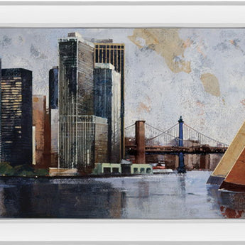 Arriving At Manhattan By Marti Bofarull - Mirrored Frame Wall Art - Dark Gray