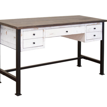 Pueblo - Desk - Antiqued White / Brown
