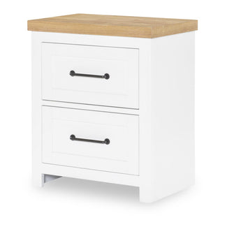 Horizons - 2 Drawers Nightstand - Pure White / Natural Oak