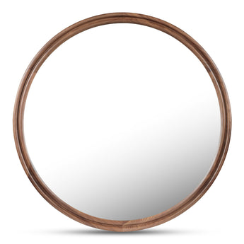 Alcott - Round Accent Mirror Large - Walnut