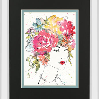 Floral Figures I By Anne Tavoletti Mirrored Frame - Pink