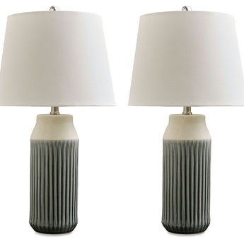 Afener - Ceramic Table Lamp (Set of 2) - Blue / Beige