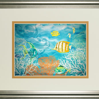 Under The Sea By Julie Derice - Framed Print Wall Art - Blue