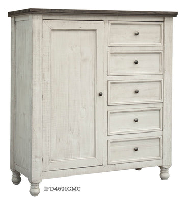 Stone Chest With 5 Drawer / 1 Door Antiqued Ivory / Weathered Gray - Gentleman’s Chests at Quality Home Furniture Mesquite