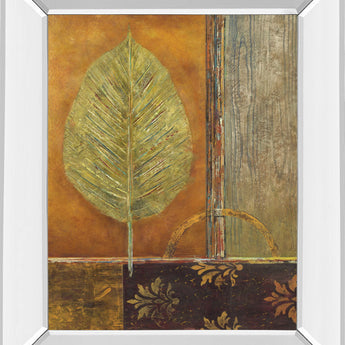 Copper Leaf By Viola Lee - Mirror Framed Print Wall Art - Light Brown