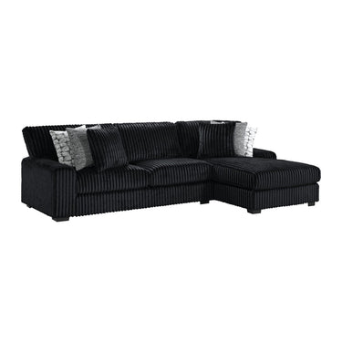 Nightfall Grand Cord Black Sectional 2PC Set