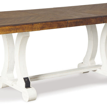 Valebeck - Blanco / Marrón - Mesa de comedor rectangular