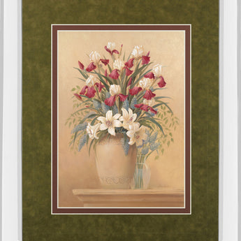 Classic Petal Il By Gloria Eriksen - Mirror Framed Print Wall Art - Beige