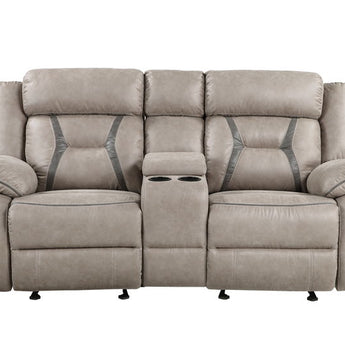 Tyson - Reclining Glider Console - Pearl Silver