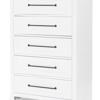 Horizons - 5 Drawers Chest - Pure White / Natural Oak