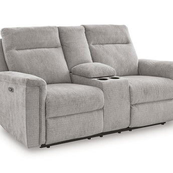 Barnsana - Dbl Power Reclining Loveseat with Console - Ash