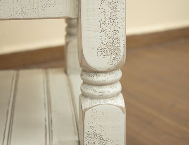 Stone End Table With 1 Drawer And Shelf Antiqued Ivory / Weathered Gray - detail