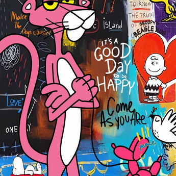 Playful Pop Montage - 32" x 48" Framed Wall Art - Pink