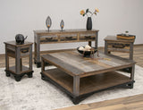 Loft Cocktail Table 4 Drawers Two Tone Gray / Brown - detail