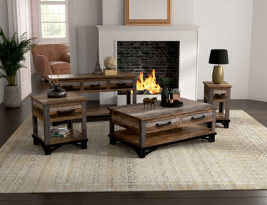 Loft Sofa Table With 2 Drawers Two Tone Gray / Brown - detail