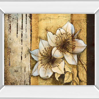 Exotic On Gold I By Patty Q - Mirror Framed Print Wall Art - Yellow - Gold