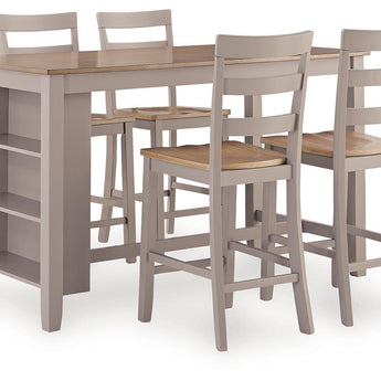 Harperfeld - 5 Pc. - Dining Table And 4 Barstools - Natural / Gray