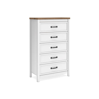 Kerisden - Five Drawer Chest - White / Brown
