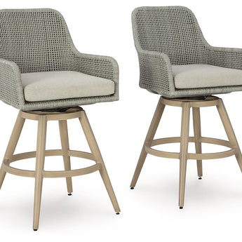 Seton Creek - Taburete de bar con cojín (juego de 2) - Beige/Gris