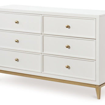 Chelsea by Rachael Ray - Dresser - White With Gold Accents